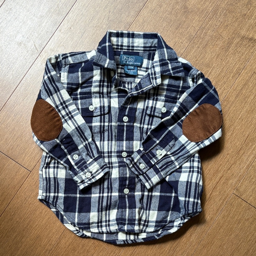 Ralph Lauren flannel button up shirt with elbow patches